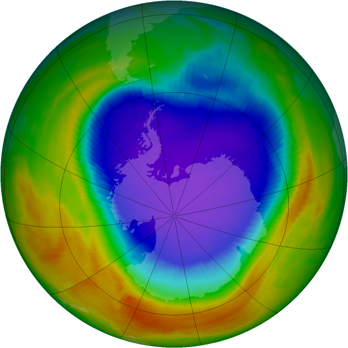 Antarctic ozone map for 10 October 2000